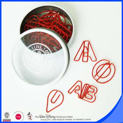 China factory customized red color plastic coated wire letter shaped paper clips