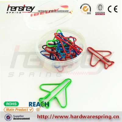 2016 hot sale high quality best gift and promotion PVC coated wire plane shaped paper clips