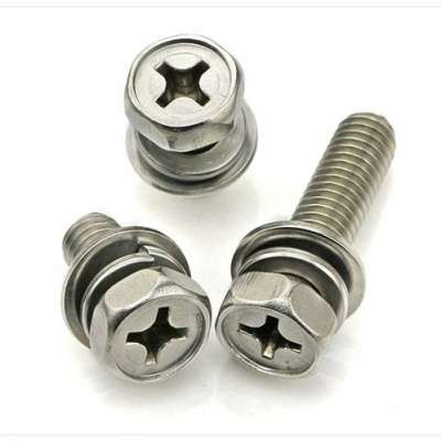 Phillip hex head screw with spring washer